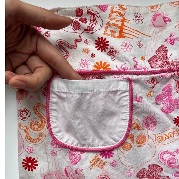 Y2K 'Fine' Mini Skirt Size Small Pink Graffiti Skulls Butterflies - Picture 4 of 9